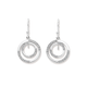Silver CZ & Plain Double Circle Drop Earrings