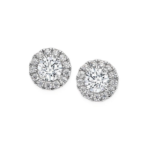 Silver CZ Small Round Cluster Earrings