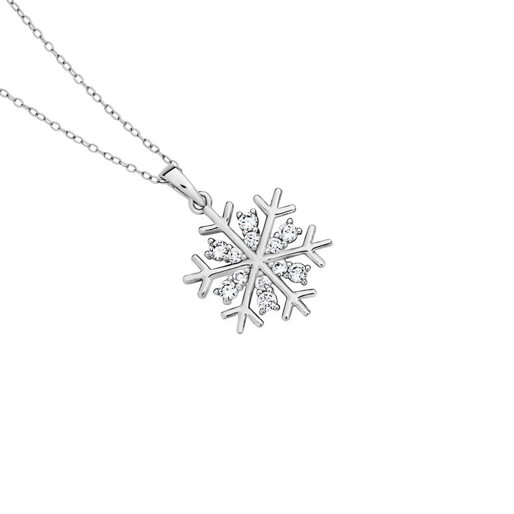 Enchanted Disney Elsa Blue and White Diamond Snowflake Pendant
