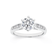 Silver CZ Solitaire 4 Stone Shoulders Ring