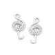 Silver CZ Treble Clef Stud Earrings