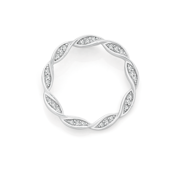 Silver CZ Twisted Circle Pendant