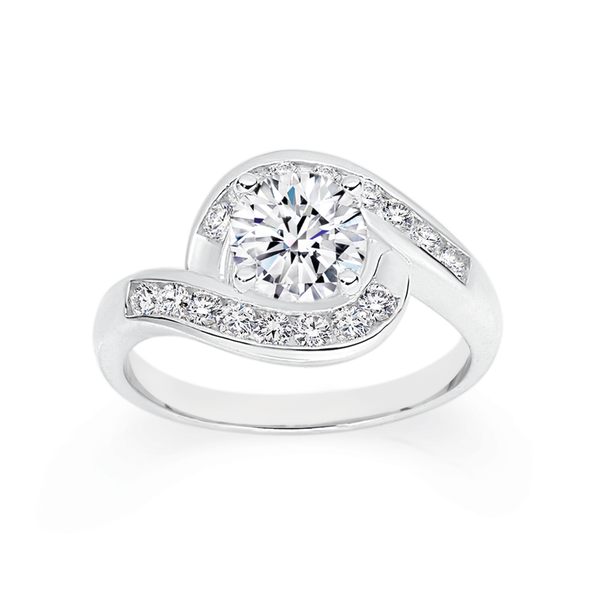 Silver CZ with Channel Set CZ Swirl Ring