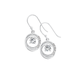 Silver Double Circle With CZ Hook Drop Earrings
