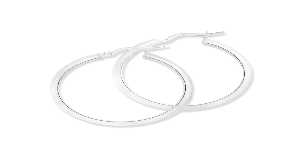 Silver Half Round Tube Hoop Earrings Angus & Coote