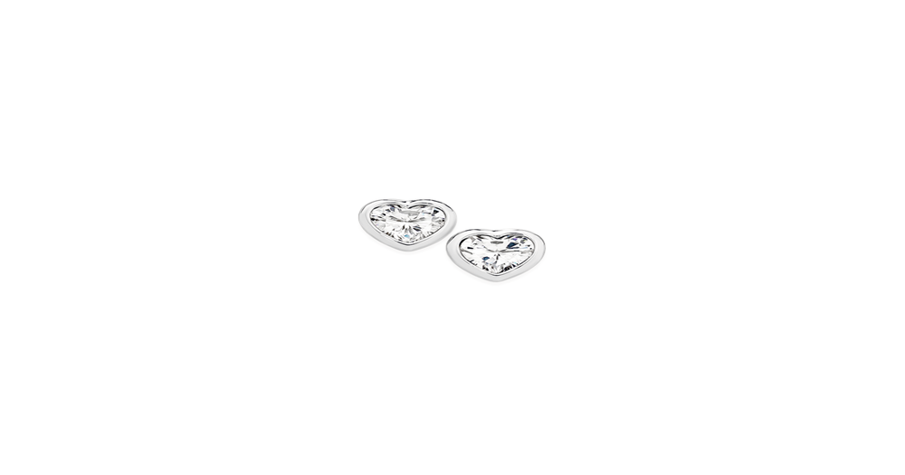 Silver Heart Cz Bezel Stud Earrings Angus & Coote