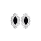 Silver Marquise Natural Onyx Stud Earrings