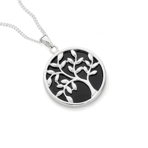 Silver Onyx Tree Of Life Pendant