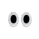 Silver Oval Natural Onyx Fancy Filigree Stud Earrings