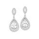 Silver Pear CZ Cluster On Open Marquise Earrings