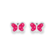 Silver Pink Polka Dot Butterfly Stud Earrings