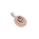 Silver & Rose Plated Blush Pink CZ Halo Oval Pendant