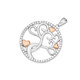 Silver & Rose Plated CZ Tree Of Life Pendant