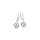 Silver Round CZ Cluster Leverback Earrings