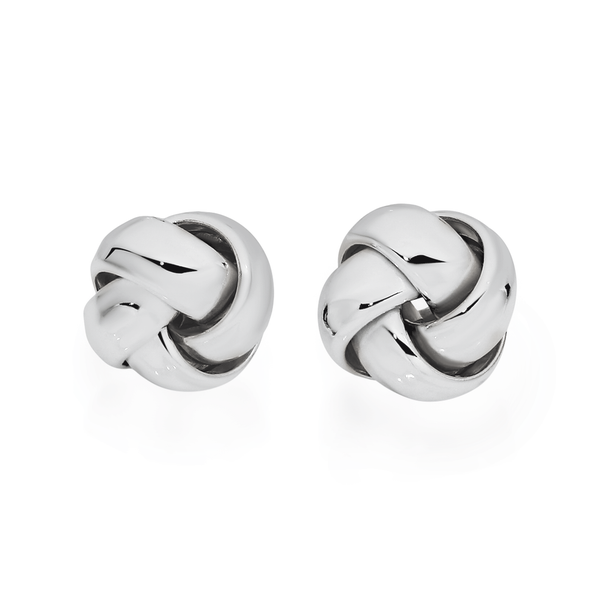 Silver Round Knot Stud Earrings