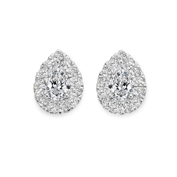 Silver Small CZ Pear Cluster Earrings