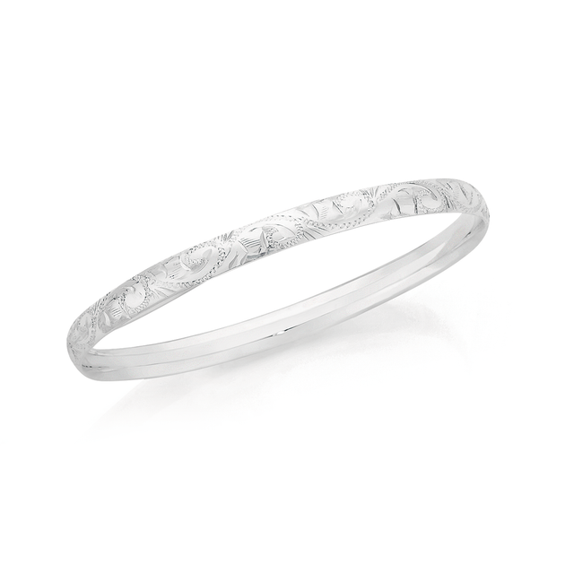 Engraved sterling silver bangle Clearance