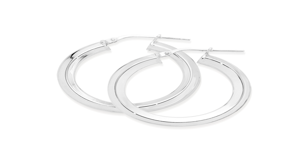Silver Square Edge Hoop Earrings Angus & Coote