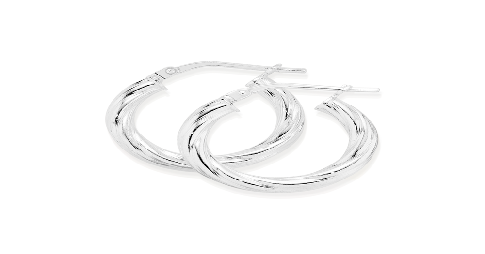 Silver Twist Hoop Earrings Angus & Coote