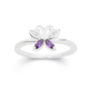 Silver Violet & White Cubic Zirconica Butterfly Ring