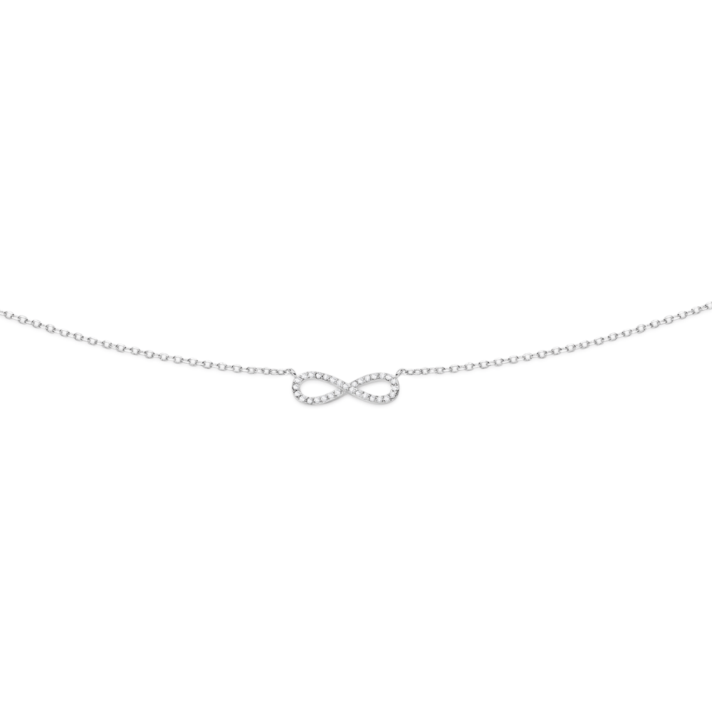 infinity Sign Link e CZ collana in colore rosa con finiture in