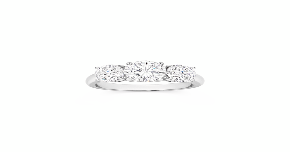 Sterling Silver Cz Bold Trilogy Ring Size O in Clear | Angus & Coote