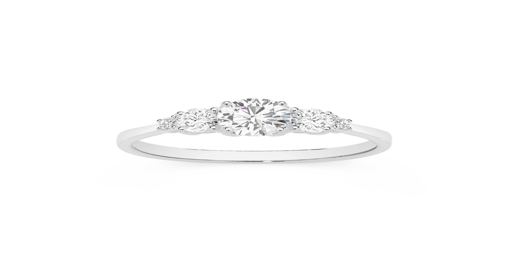 Sterling Silver Cz Graduated Trilogy Ring Size R in Clear | Angus & Coote
